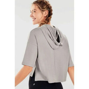 Fabletics Ashley Gray Short Sleeve Hoodie XS